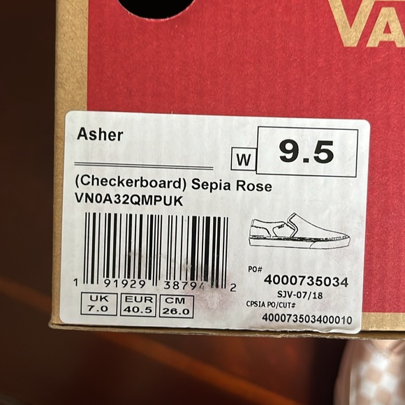 Vans Asher Checkerboard Sepia Rose Women’s size 9.5. Like New used condition. - Picture 10 of 10